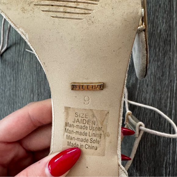 Billini Nude Clear Strap Tie Heels - Picture 6 of 8